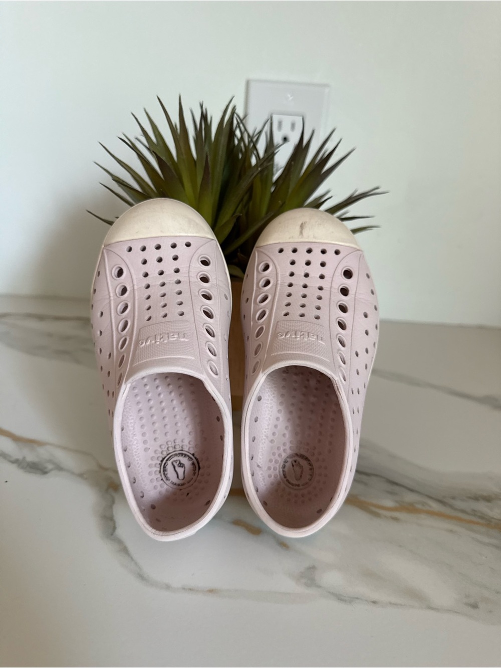 Native Kids Slip-On Water Shoes in Light Pink with Cream Toe